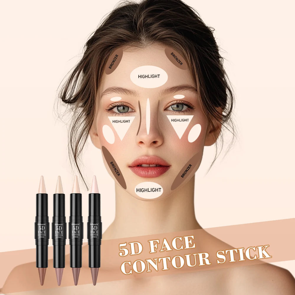 Dual Head Contour Highlighter Stick Sculpt V Face Nose Shadow Concealer Waterproof Long Lasting Smooth Blending Facial Makeup Cosmetics