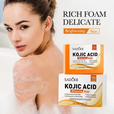 SADOER 100g Kojic Acid Whitening Soap, Handmade Bath Soap, Body Cleansing Antimicrobial Moisturizing and Disinfection Sope