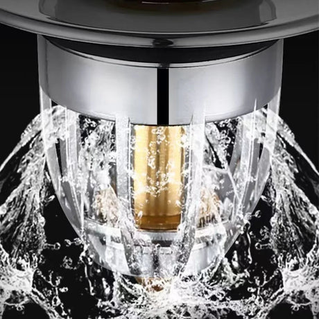 Universal Rebound Drain Plug Filter Basin Pop-up Chrome Sink Filter with Hair Catcher Bathroom Sink Drain Stopper Easy Push Type