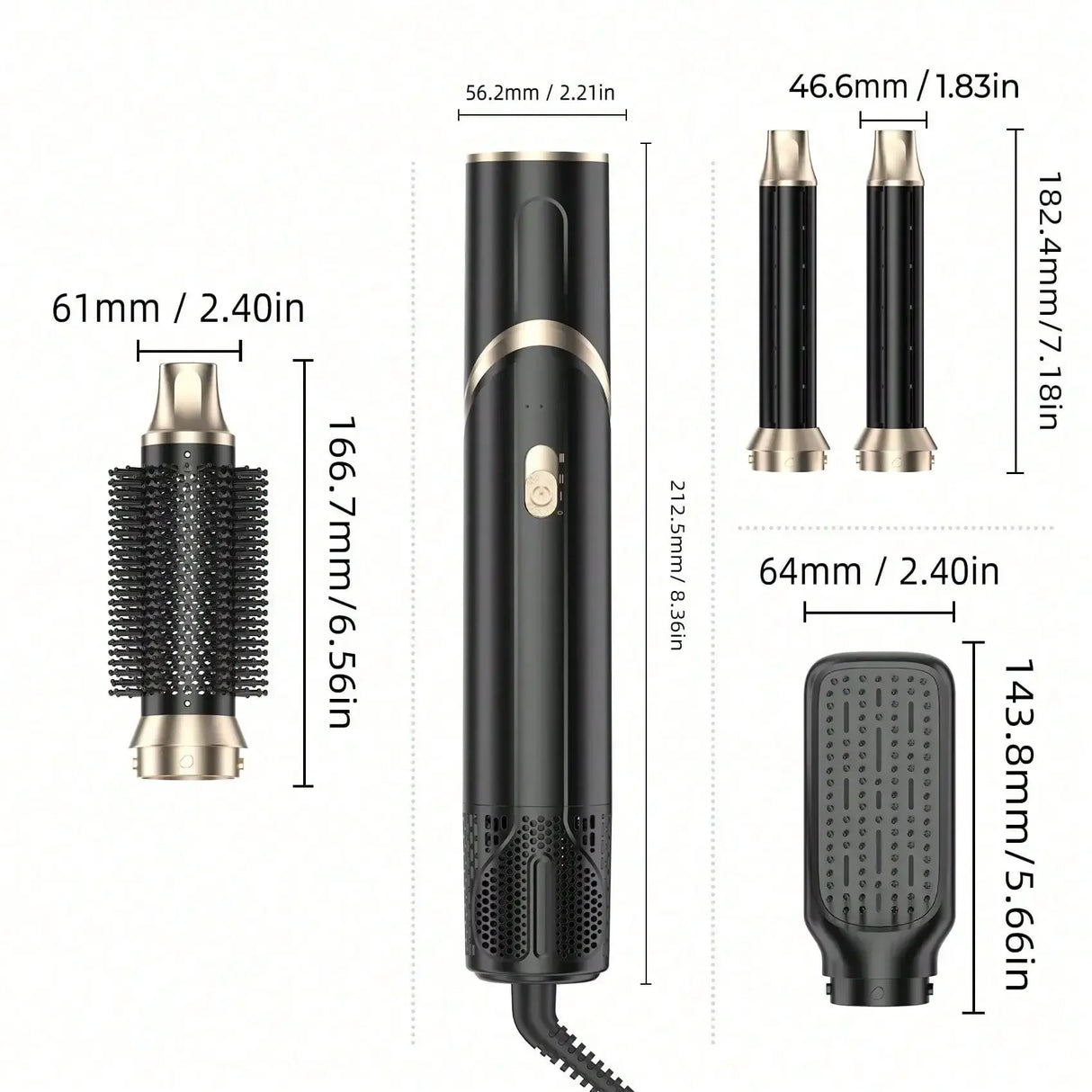 Six-In-One Hot Air Comb Foldable Curling Iron Hair Dryer Straight Roll Multi-Function Portable Hair Dryer