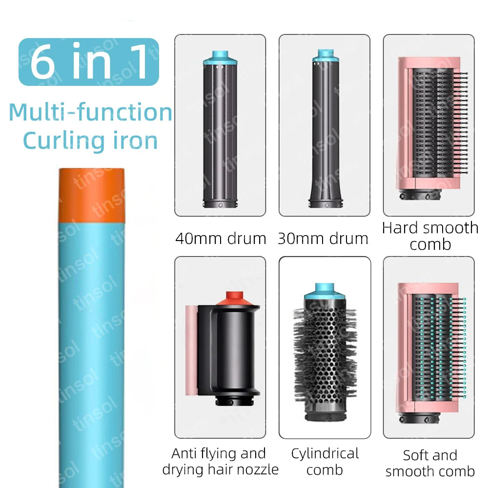 TINSOL 7 in 1 Multi-Function Hair Dryer & Styling Tool Automatic Curling Set 1300W Straightener Professional Salon Hair Dryer