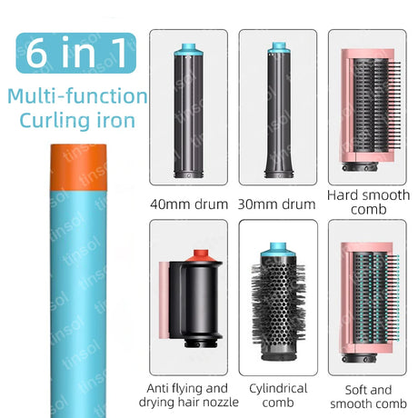 TINSOL 7 in 1 Multi-Function Hair Dryer & Styling Tool Automatic Curling Set 1300W Straightener Professional Salon Hair Dryer