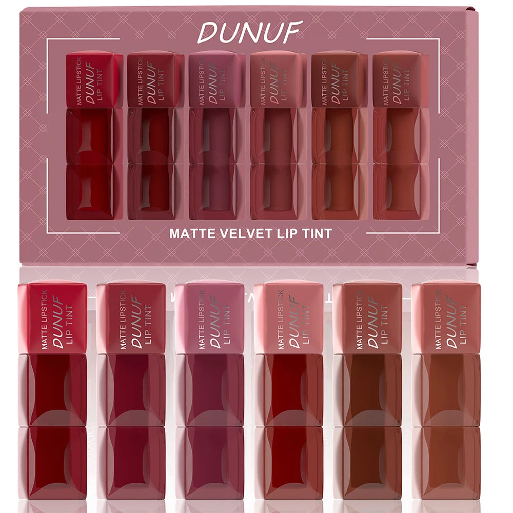 6pc/set Velvet Matte Lipstick Long-lasting Waterproof Lip Gloss Lip Glaze Non-Stick Cup Nude Red High Pigment Y2K Christmas Gift
