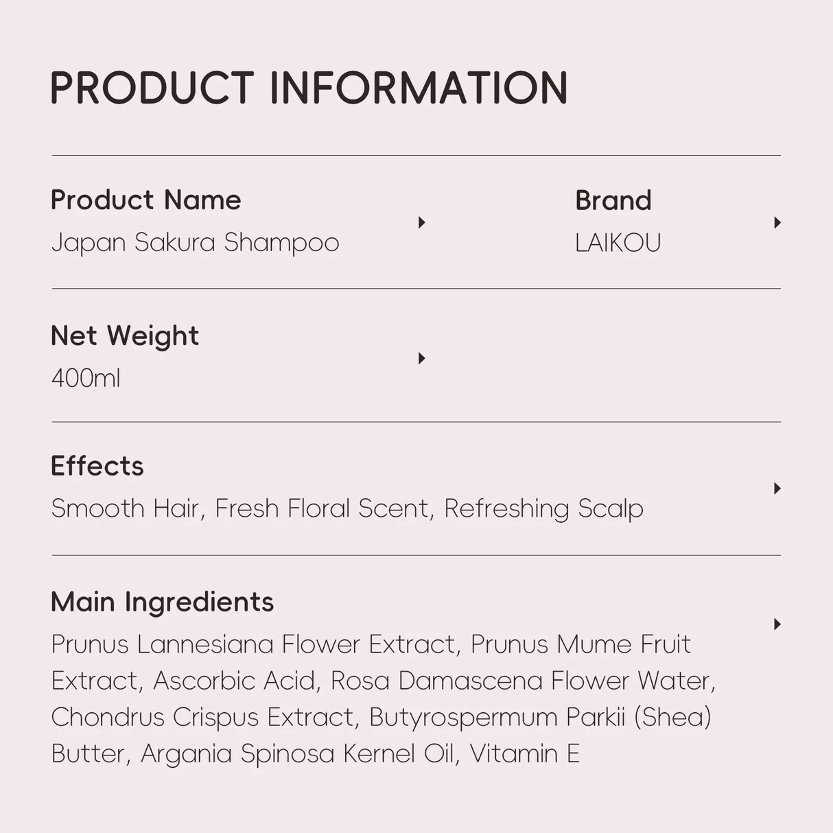 LAIKOU Japan Sakura Shampoo Repair Anti Split Ends Smooth Frizz Dry Hair