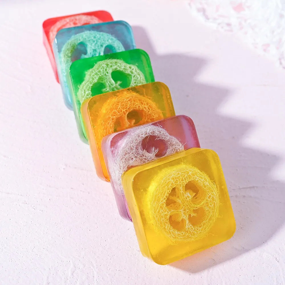 100g Lemon Oil And Loofah Soap Natural Organic Handmade Soap Facial Cleansing Whitening Acne Essential Oil Soap