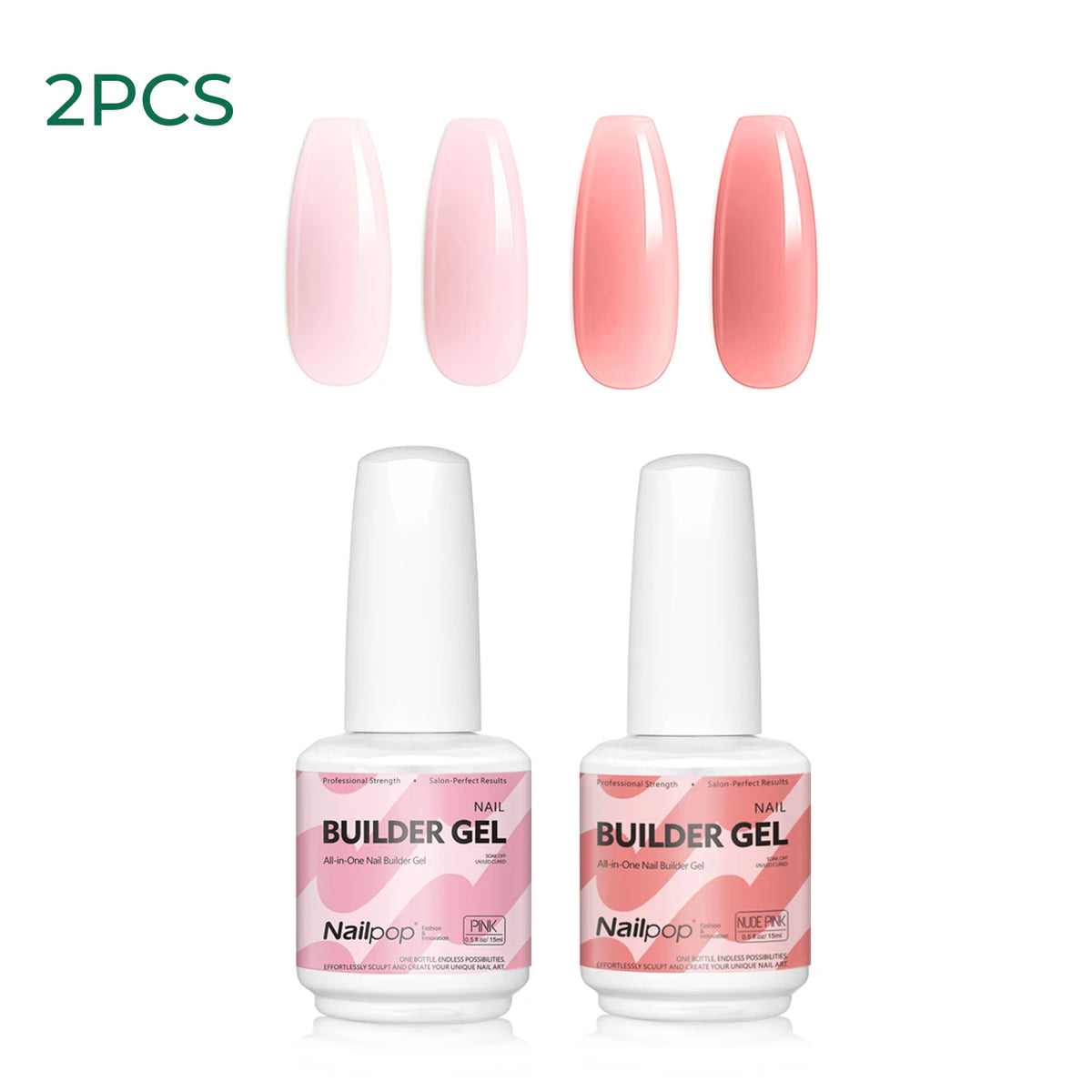 Nailpop 15ml Builder Gel Nail Polish for Nail Apex & Extension Strengthener Upgraded Soak Off UV Gel Rhinestone Glue 4 Colors
