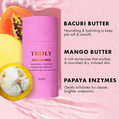 Truly Beauty Unicorn Fruit Aluminum Deodorant For Women Brightening Smoothing Vegan Clean 85g Fragrance Body Underarm Deodorant