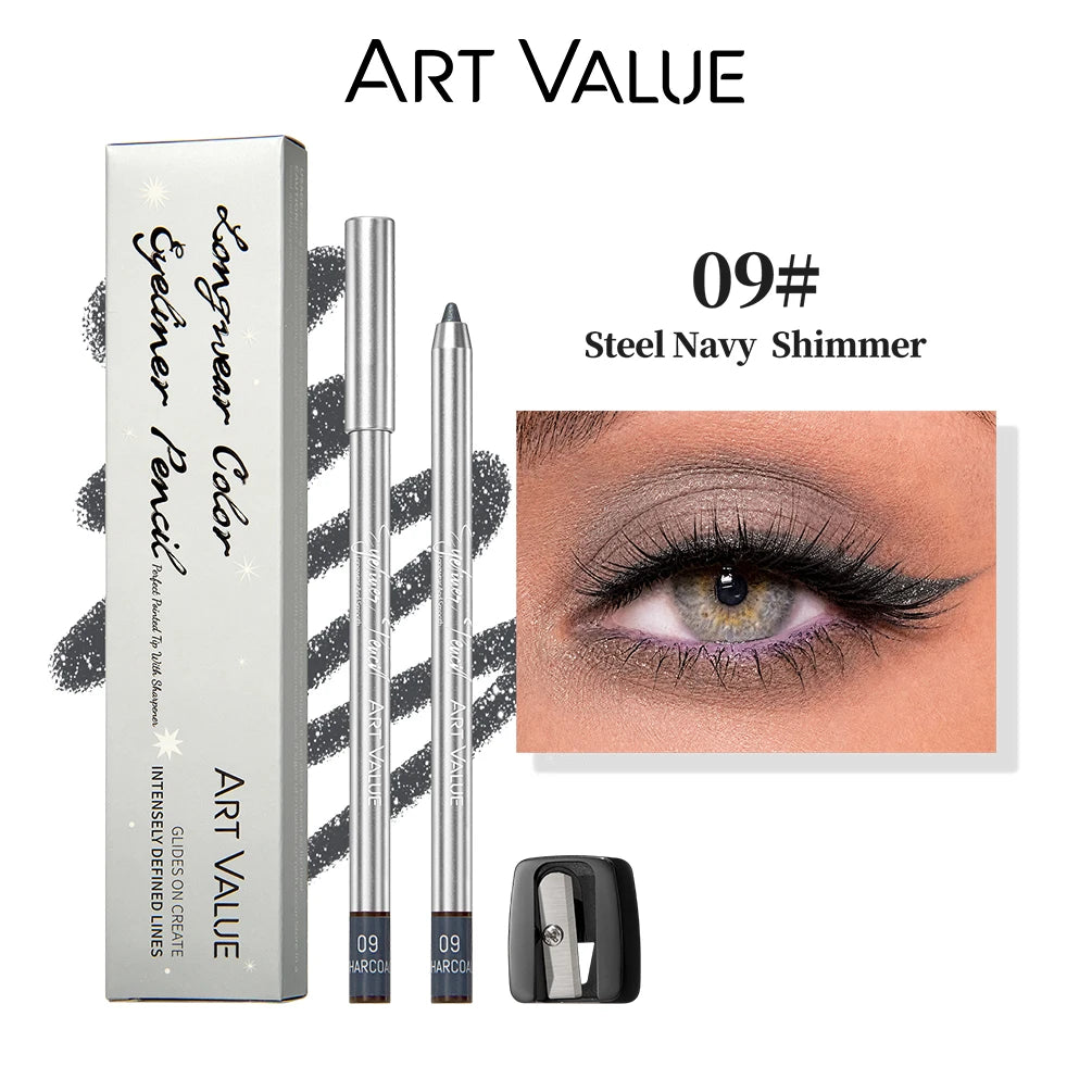 ART VALUE Creamy Texture Matte Eyeliner Pencil Easy Coloring Sweat Proof Eyeshadow Pencil Long Lasting Shimmer Eyeliner Makeup