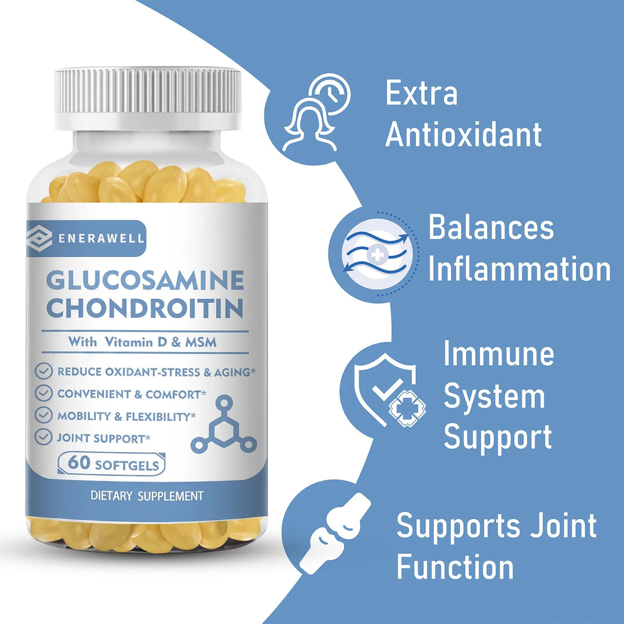 Glucosamine Chondroitin MSM - Supports Joint Health, Relieves Pain, Improves Joint Flexibility, and Enhances Immunity