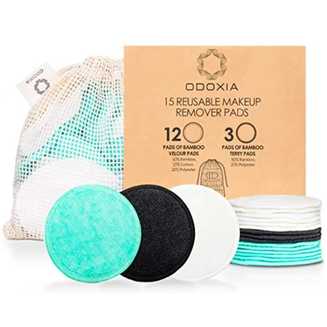 Reusable Makeup Remover Pads Eco Friendly Zero Waste Cotton Rounds Beauty Products 15 Natural Organic Face Pads with Laundry Ba