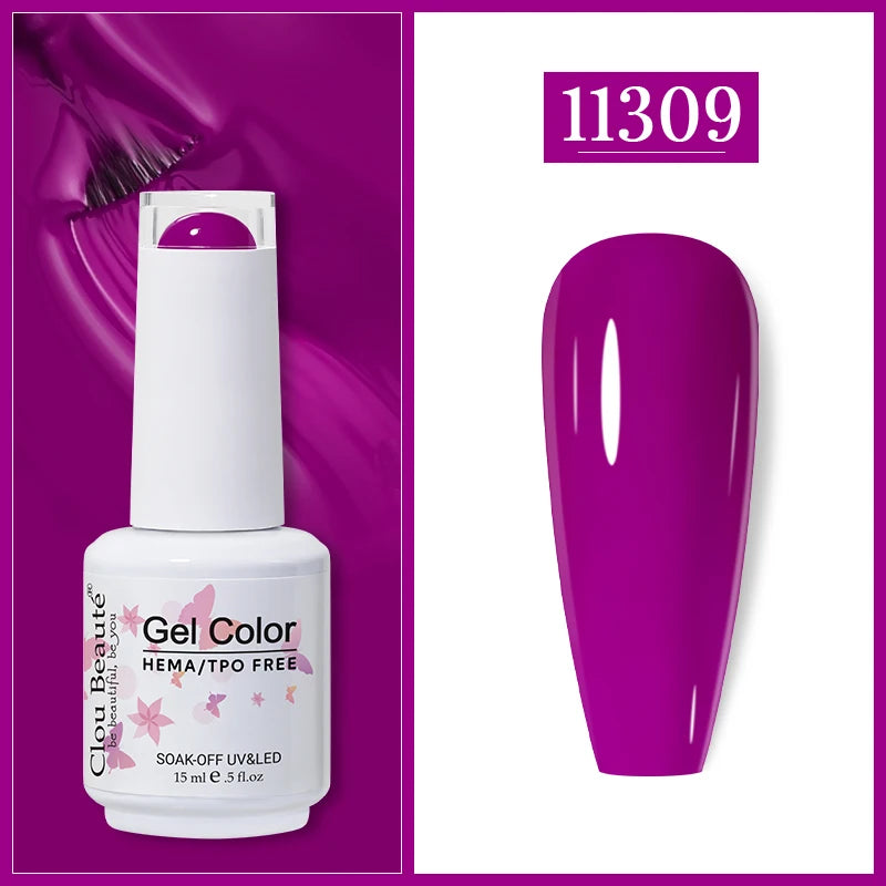 Clou Beaute Gel Nail Polish Neon Brown Royal Blue Red Green Pastal Nude Nail Art Varnishes Gel Lacquer HEMA/TPO FREE UV Gel Nail