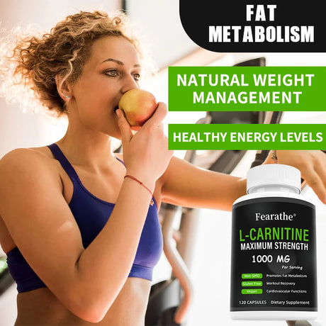 L-Carnitine Capsules, Sports Nutrition Supplement, Support Metabolism, Mental Focus, Body Condition & Muscle Wellness