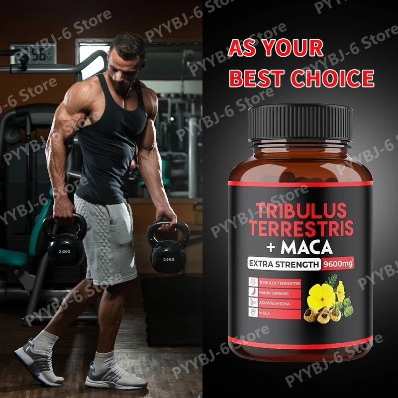 Tribulus Terrestris + Maca Root Extract Supplement Supports Energy Vitality Natural Herbal Health Non-GMO 90 Vegan Capsules