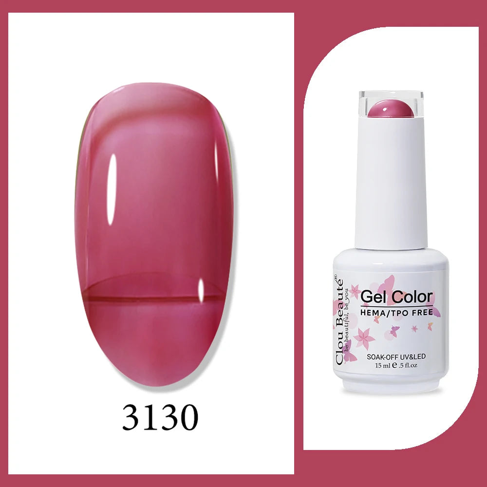 Clou Beaute Gel Color Hema TPO Free 15ml Gel Nail Varnish Soak Off UV Gel Polish Nail Art Manicure Lacquer Nail Art Jelly Gel