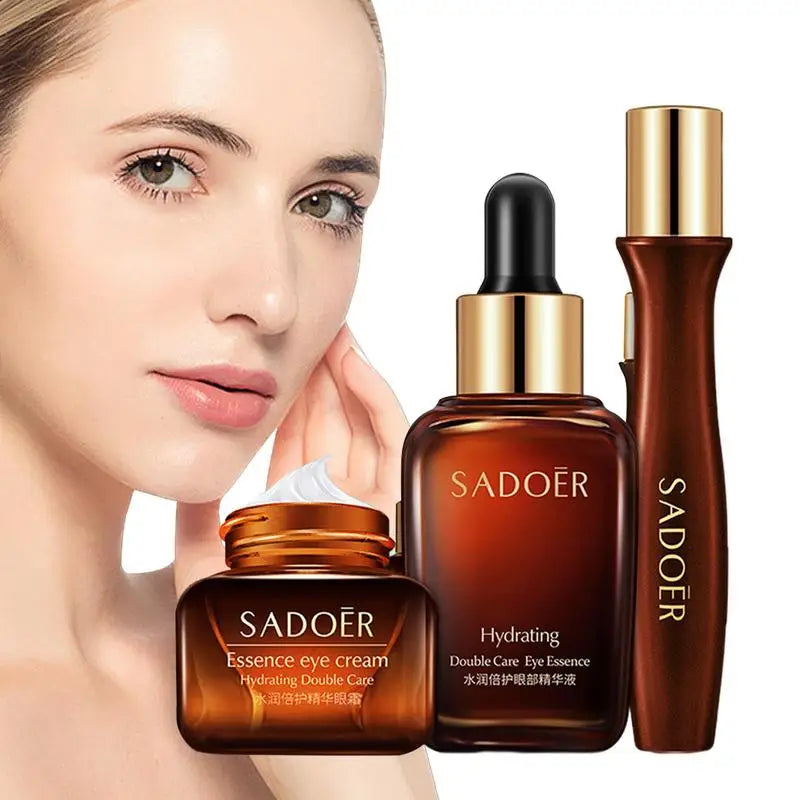 Double Care Essence Eye Set Eyes Repair Cream Eye Cream For Wrinkles Dark Circles Eye Bags Anti Age Firming Hydrating 3pcs