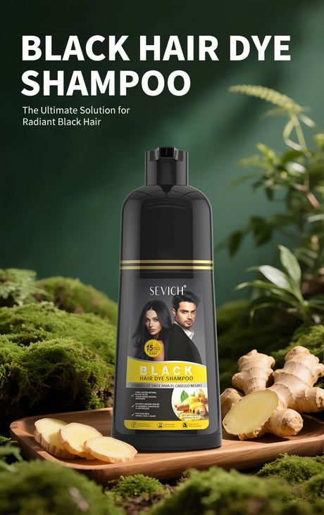 3 In 1 Herbal Healthy Hair Dyeing 500ml Black Hair Dye Shampoo For Men Women Plant Instant Color Shampoo Ginger Black Hair Dye