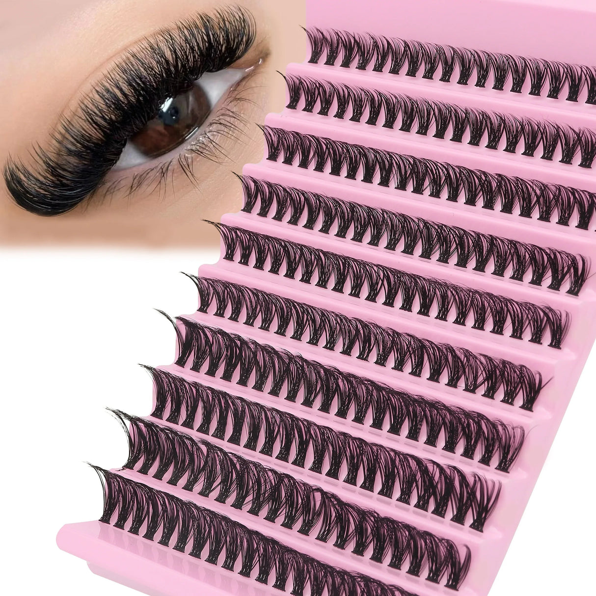 40D Thickness, Mixed Length 8-16mm, D Curl Natural & Anime Look, Reusable Individual Lash Clusters, Lightweight 3D Mink Effect.
