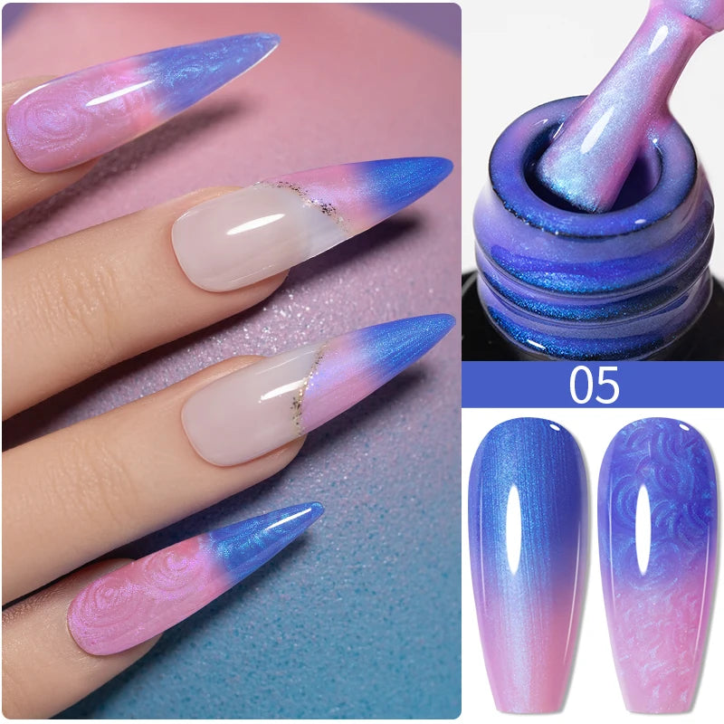 PUENTE 7.5ML Nude Shade Moonlight Cat Magnetic Gel Nail Polish Ultra-Bright Cat Eye Soak Off UV Semi-Permanent Varnish Manicure