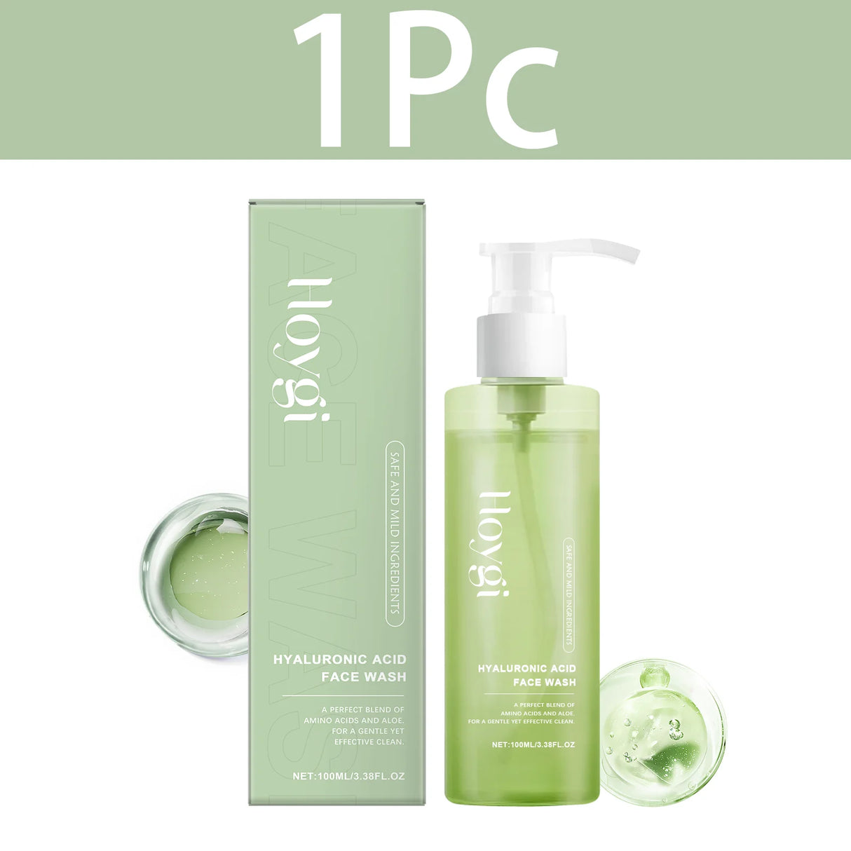 HOYGI Hyaluronic Acid Cleanser Oil Control Blackhead Remover Facial Skin Pore Cleansing Gel Brightening Exfoliating Face Wash