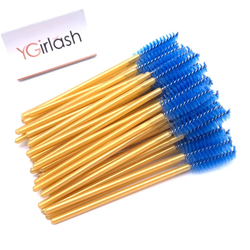 YGirlash 50Pcs Lash Swans Crystal Eyelash Applicator Disposable Diamond Handle Nylon Mascara Wands Brush Cosmetic Tools