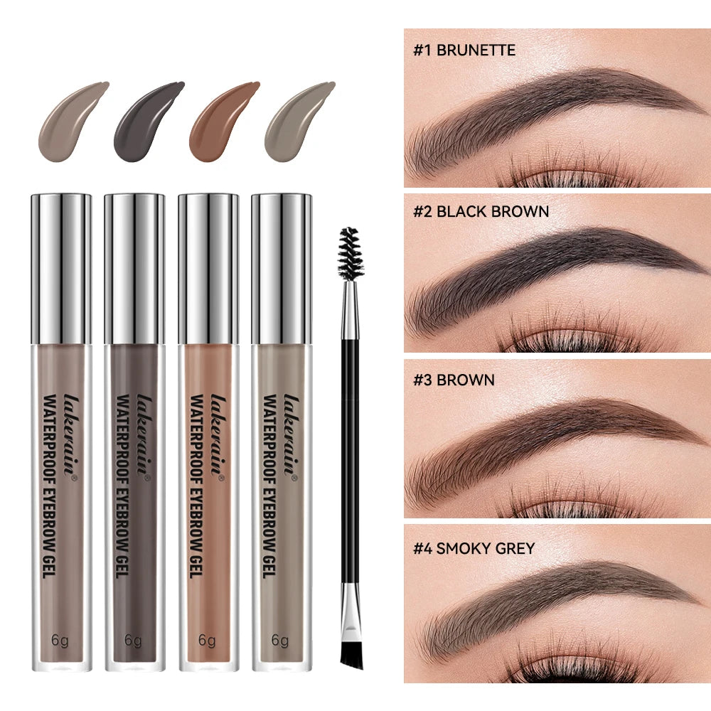 Lakerain Waterproof Eyebrow Gel Long Lasting Highly Pigmented Liquid Eyebrow Makeup Sweatproof Natural Black Brown