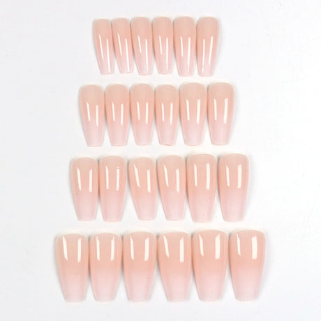24pcs Upgrade Your Look With White Gradient Almond False Nails 1pc Nail File & 1Nail Glue Sticker Kit Nails