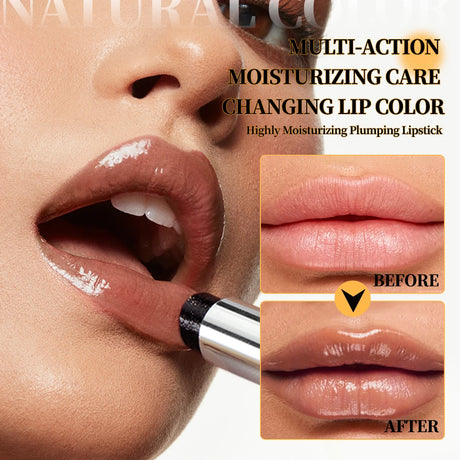 QIBEST Honey Lipstick Nourishing Lip Balm Moisturizing Tinted Lip Plumping Balm Smooth Enhancing Natural Color Lip Care Makeup