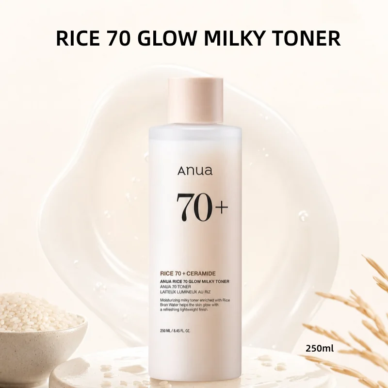 Korean Rice 70 Glow Milky Toner,Acne Moisturizing Rice Water Niacinamide Facial Essence Toner Pore Care Face Care Products 250ml