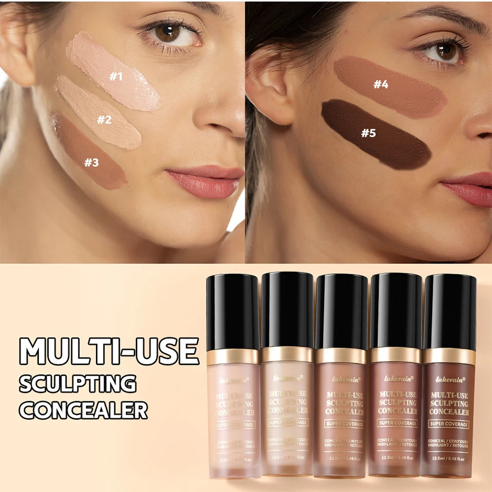 Lakerain 5-Color Waterproof Concealer Matte High Coverage Oil-Control Foundation For Acne Scars And Dark Circles Cosmetics