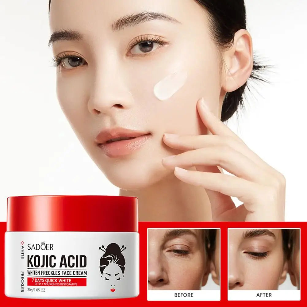 SADDER Kojic Acid Face Cream for Dark Spots Freckles Skin Care with Vitamin C, Whitening Treatment, Overnight Repair Moisturizer