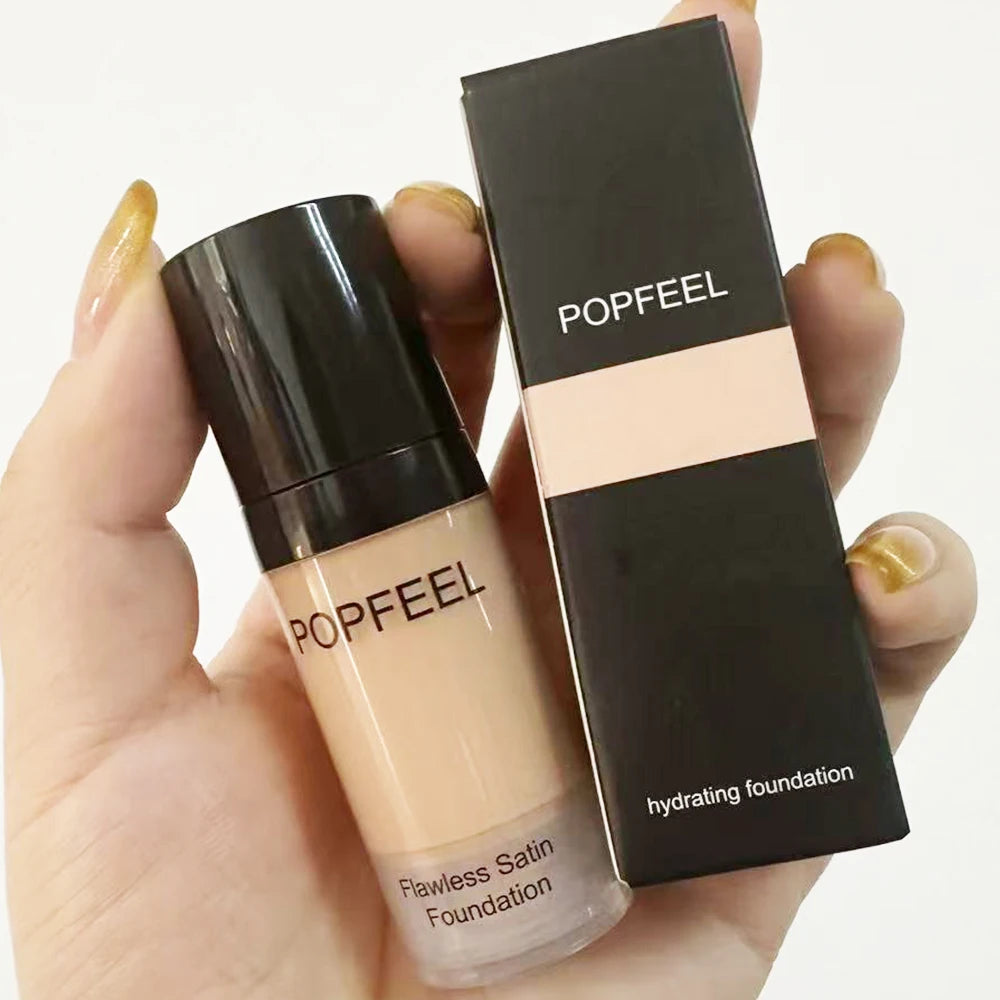 POPFEEL Flawless Satin Foundation, Full Coverage, Waterproof & Sweatproof, Long-Lasting for Perfect Base