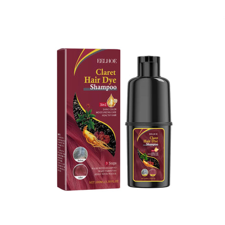 Fast-acting Hair Dye Shampoo Deep Wine Red 3 In 1 Natural Herbal Plant Extract Instant Coloring Shampoo For Gray White Hair Coverage Nourish Scalp