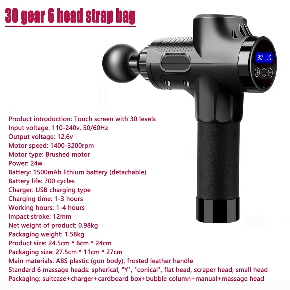 Massager Body Neck Back Deep Tissue Muscle Relaxation Pain Relief Fitness Fascial Massage Gun Electric Percussion Pistol