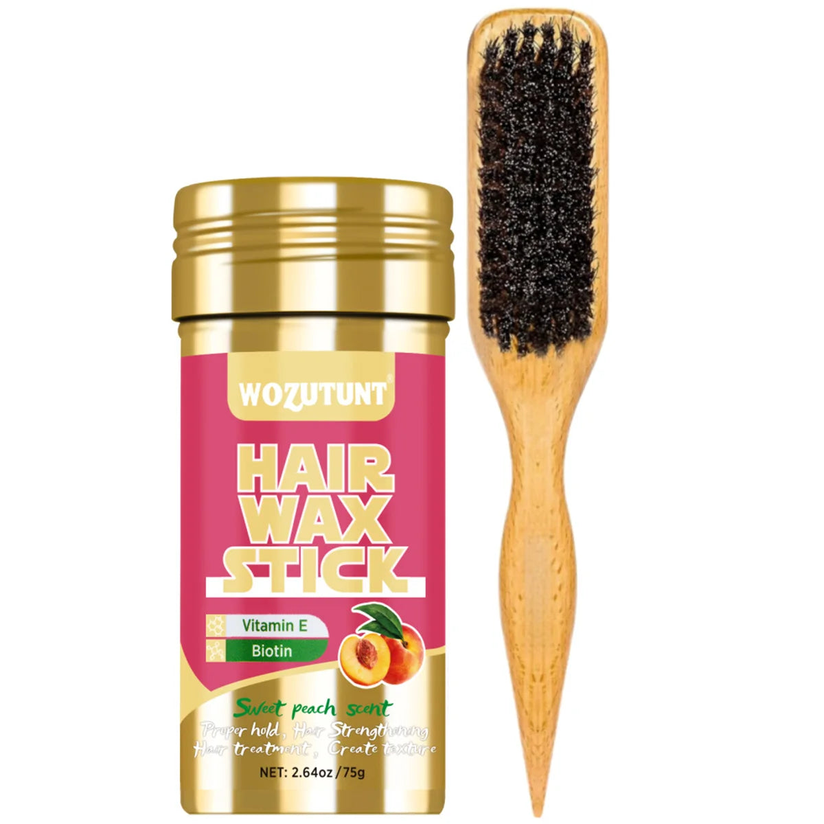WOZUTUNT 75g Wax Stick with Styling Comb for Natural Hair and Wig Long-Lasting Hold Solid Wax Cream Multi-Functional Hair Pomade