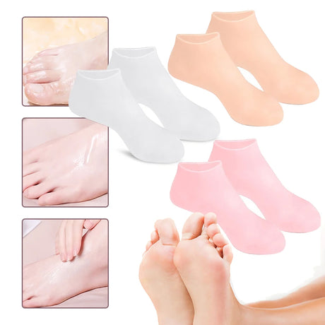 1Pair Silicone Moisturizing Socks Anti Cracking Silicone Exfoliating Socks Anti-Slip Foot Care Tools