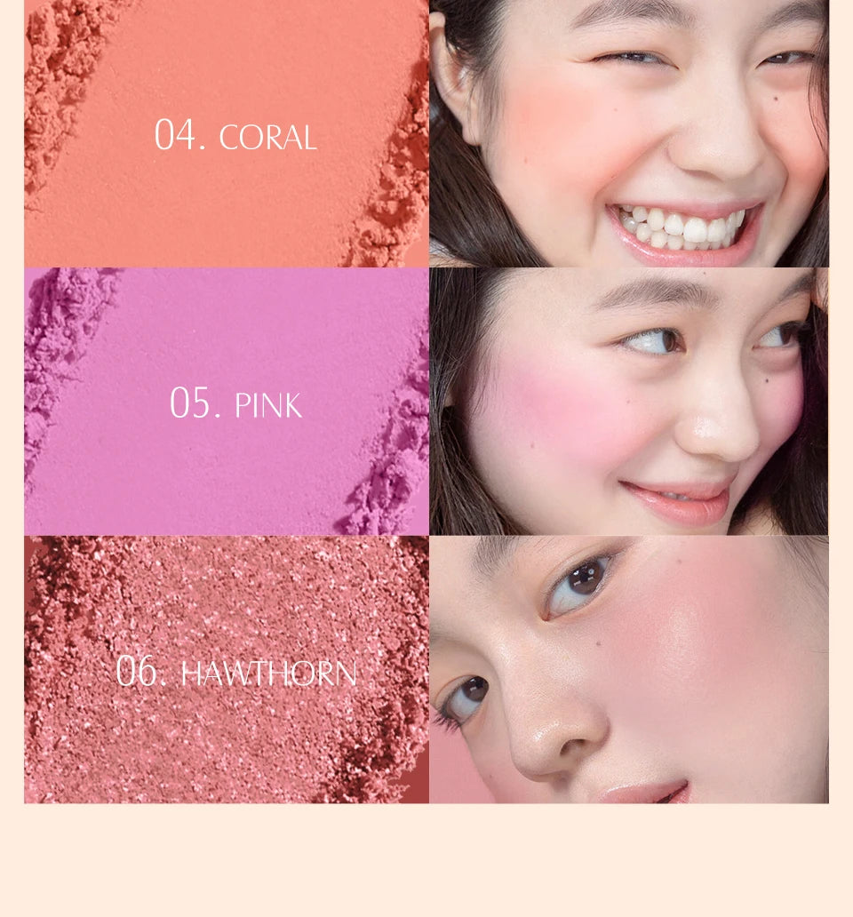 Soft Mineral Blush Palette 6 Colors Matte Long Lasting Powder Natural Cheek Contour Shadow Rouge Makeup Beauty