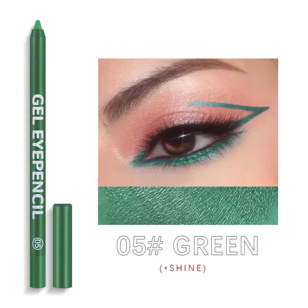 12 Colors Shine Pearlescent Eyeliner Pencil Waterproof Lasting Matte White Black Brown Smooth and Easy To Color Eyeliner Gel Pen