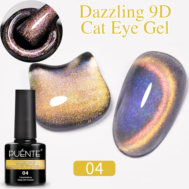 PUENTE 7.5ML Nude Shade Moonlight Cat Magnetic Gel Nail Polish Ultra-Bright Cat Eye Soak Off UV Semi-Permanent Varnish Manicure