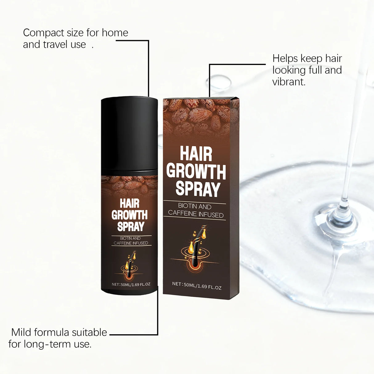 Biotin Caffeine Hair Serum Spray Deep Hydrating Nourishment Strengthen Hair Roots Reduce Hair Loss Smoothing Shiny Hair Care