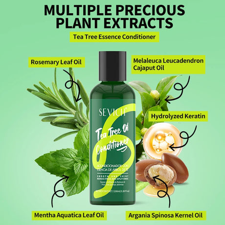 Tea Tree Essence Shampoo Hair Conditioner Set Deep Cleaning Moisturizing Scalp Strengthening Nourish Shiny Anti Hair Loss Care