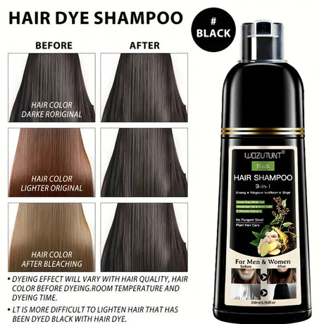 200ml 3 In 1 Natural Herbal Hair Dye Shampoo Black Dark Brown Cover Gray Deep Nourishing Fast Hair Coloring Cream for Women Men