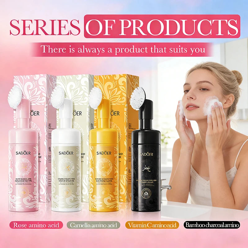 SADOER Vitamin C Facial Cleanser Deep Cleansing Face Wash Foam Moisturizing Whitening Face Wash Massage Cleansing Foam Skin Care