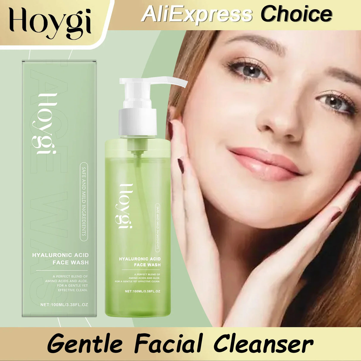 HOYGI Hyaluronic Acid Cleanser Oil Control Blackhead Remover Facial Skin Pore Cleansing Gel Brightening Exfoliating Face Wash
