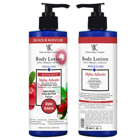 500ml Alpha Arbutin 30% AHA+2% BHA Whitening Body Lotion Glow Skin Brightening Moisturizer Hydrating Smoothing Body Cream