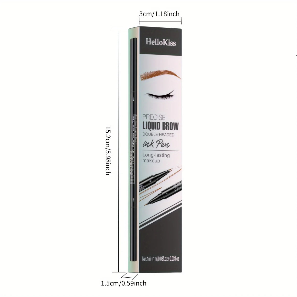 Waterproof Dual-Tip Liquid Eyebrow Pencil, Available in Light Brown, Brown, Dark Brown, Dark Black, and Black, Multi-Pack, for Natural Eyebrow Makeup, Quick-Drying, Sweat-Proof, Smudge-Proof, with Eyebrow Brush, Dual-Tip Liqu