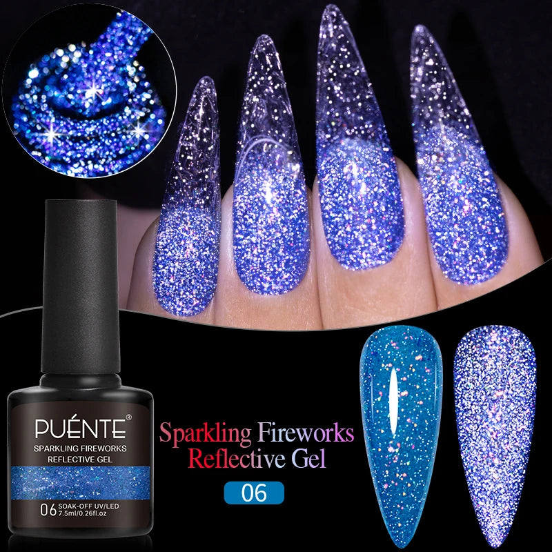 PUENTE 7.5ML Nude Shade Moonlight Cat Magnetic Gel Nail Polish Ultra-Bright Cat Eye Soak Off UV Semi-Permanent Varnish Manicure
