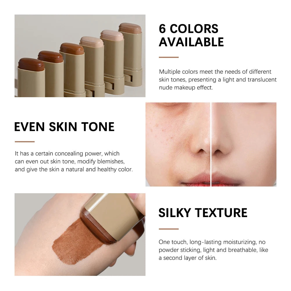 Tinted Moisturizer Balm Foundation Stick Lightweight Hydrating Sheer Coverage Natural Radiant Glow Portable Daily Face Makeup Cosmetic