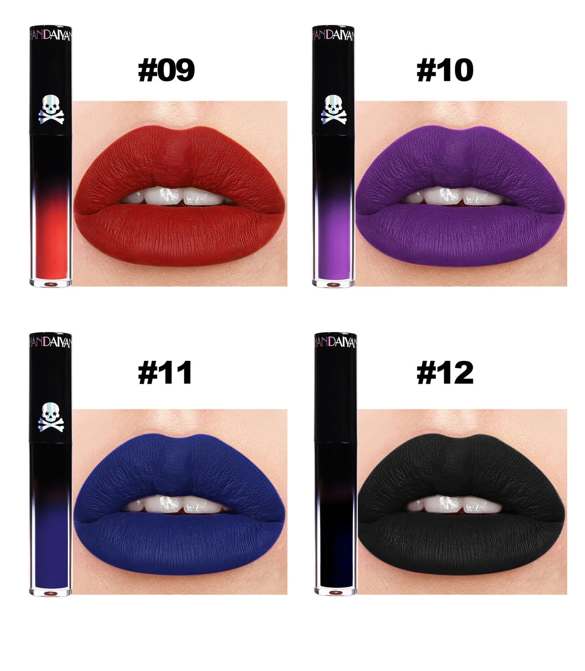Matte Vampire Black Purple Lipstick Waterproof Long Lasting Lip Gloss Halloween Christmas Moisturizing Pigmented Lip Makeup