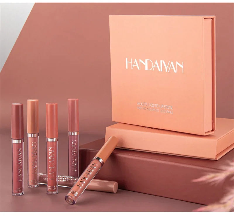 HANDAIYAN 1/6 PCS Lipstick Set Make-up for Women Non Stick Cup Waterproof Long Lasting Cosmetics Korean Makeup Matte Lipstick