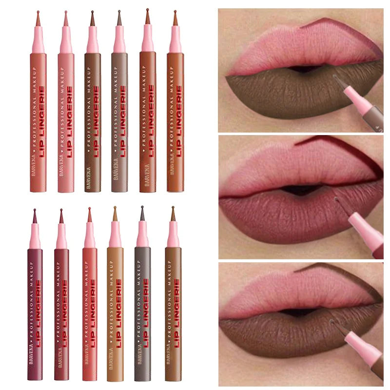 Matte Lip Liner Pencil Waterproof Smooth Application Smudge-Proof Moisturising Highly Pigmented 6 Colors Lip Contouring Makeup